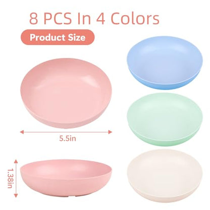 [8 Pack] Cat Dishes Whisker Friendly, Shallow Wide Pet Food and Water Bowl, 5.5 Inch Cat Food Dish, Friendly Wet Feeding Bowl, Durable Wheat Straw Pet Bowls, Pet Plate for Kittens (Indoor/Outdoor) - size: 8 Pack