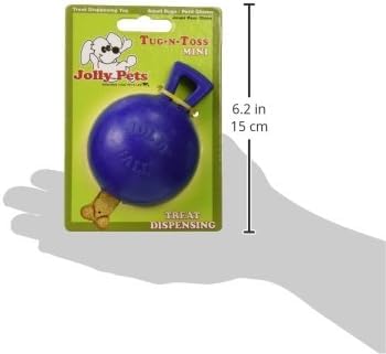 Jolly Pets Tug-n-Toss Heavy Duty Dog Toy Ball with Handle, 3 Inches/Mini, Blue, Model:403 BL - color: Blue, size: 3 in/Mini