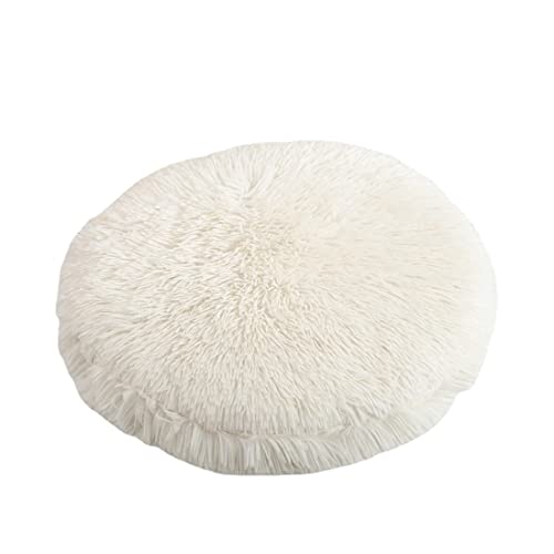 RICHRAIN Plush Cat Dog Cushion,Round Pet Warm Mat, PP Cotton Soft and Comfortable for Living Room (M, 47 cm, White) - color: White, size: M 47CM