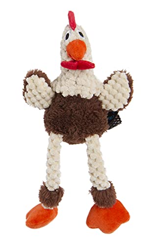 goDog Checkers Just for Me Skinny Rooster Squeaky Plush Dog Toy, Chew Guard Technology - Brown, Mini - color: Checkers - Skinny Rooster (Brown), size: Mini