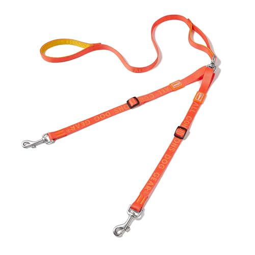 Double Dog Leash, No Tangle 360° Swivel, Adjustable Two Padded Handles, Double Clip Dog Leash Coupler Splitter Breeds (Orange, 4/5'' x 4.8 FT, Std) - color: Orange, size: Std M/L Handle