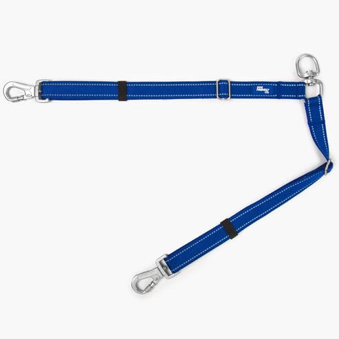 Dog Friendly Co. Leash Splitter | Walk Two Dogs | Complete Control - 360° Swivel, Tangle Free, Adjustable Length, Reflective Webbing, Heavy Duty Clips (Classic Blue) - color: Classic Blue