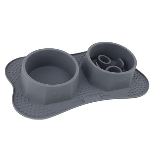Jeanoko Silicone Double Pet Bowls Non Spill Mat Mess Free Feeding for Dogs Cats Large Small Multifunctional for Home Kitchen (Small) - size: Small