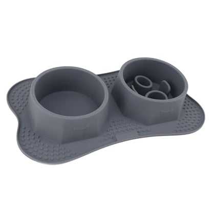 Jeanoko Silicone Double Pet Bowls Non Spill Mat Mess Free Feeding for Dogs Cats Large Small Multifunctional for Home Kitchen (Small) - size: Small