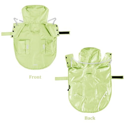 Waterproof Dog Raincoat, Adjustable Reflective Lightweight Pet Rain Clothes with Poncho Hood(X-Small,Light Green) - color: Light Green, size: X-Small(4-9lb)