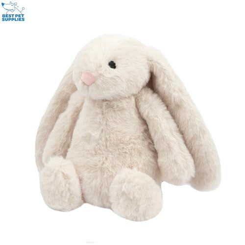 Best Pet Supplies Interactive Squeaky Dog Chew Toy, Ideal Dog Toys for Chewers, Small, Medium & Large Dogs, and Fetch Lovers - Bunny (Beige, Gray), Large - color: Bunny (Beige, Gray), size: Large