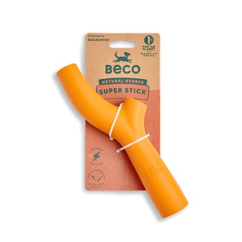 Beco Dog Toy - Natural Rubber Super Stick, Fetch Chew Toy for Dogs - Orange - color: Orange
