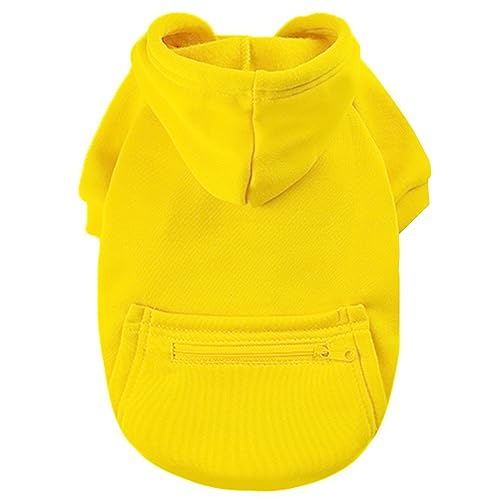 Jecikelon Pet Dog Cold Weather Coat with Pocket Winter Dog Hoodie Warm Puppy Clothes for Small Dogs Chihuahua Clothing (Small, Y02-Yellow) - color: Y02-Yellow, size: Small