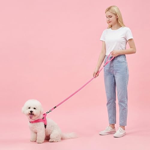 Didog Soft Flannel Padded Dog Vest Harness, No Pull/Quick Fit Reflective Dog Strap Harness, Easy for Training Walking (XS:Chest 15-18", Pink) - color: Pink, size: XS:chest 15-18"
