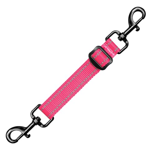 Dog Collar Safety Clip, Reflective Double-Ended Backup Connector for Harness to Collar, Adjustable Safety Clip for Prong, Pinch Collars, Prevents Escapes & Accidental Disconnection - color: Pink, size: L