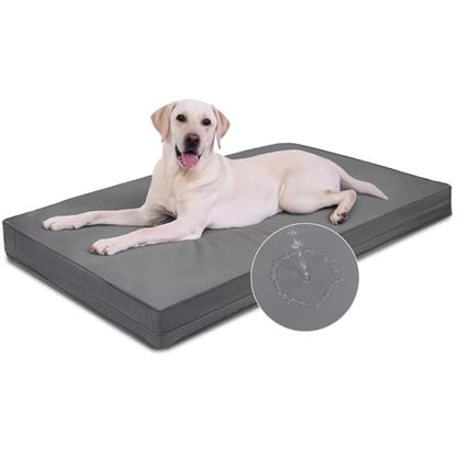 Vonabem Outdoor Waterproof Dog Bed Washable, XXL Crate Pad 48 Inch, Wipeable Leather Large Pet Bed with Removable Cover Reversible, Foam Anti-Slip Kennel Pads 47"x29" Grey - color: Grey, size: XXL(47x29x4)