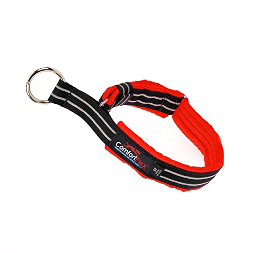 ComfortFlex Premium Padded Martingale Dog Collar – Reflective Waterproof Slip-On Limited Slip Collar for Gentle Control & Escape Prevention - Large, Red - color: Red, size: Large