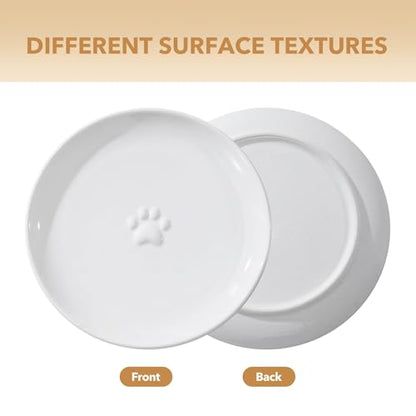 Havniva Cat Bowls Elevated 5.6” Ceramic Cat Bowl with Stand Whisker Friendly Cat Dishes, Cat Food & Water Bowl Set with Two Heights Options, Raised Cat Food Plates for Kitten Anti-Slip Pet Bowls - color: 2 Bowls+2 Shallow Dishes+Stand- White