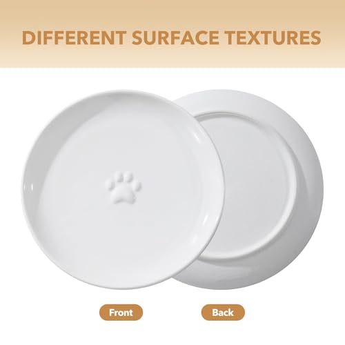 Havniva Cat Bowls Elevated 5.6” Ceramic Cat Bowl with Stand Whisker Friendly Cat Dishes, Cat Food & Water Bowl Set with Two Heights Options, Raised Cat Food Plates for Kitten Anti-Slip Pet Bowls - color: 2 Bowls+Stand- White