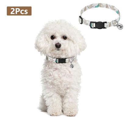 Flying Dove White Small Dog Collar 2 Pack Soft Polyester Pet Collar Adjustable Length 10.6" to 17.1" - color: Flying Dove