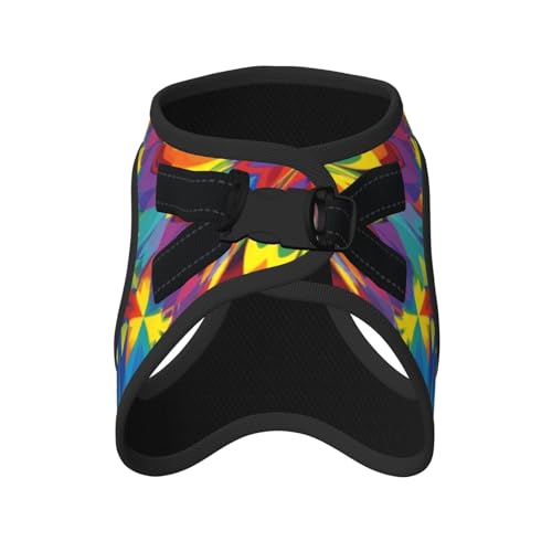Adjustable Cat Dog Harness Vest, Spiral Tie Dye Abstract Rainbow Swirl Art, Breathable No Pull Escape Proof Design, Universal Fit for Puppies Cats Training - color: Style (522), size: Large