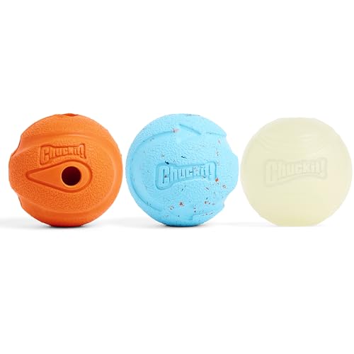 Chuckit Gen 1 Fetch Pack Dog Balls - Interactive Dog Toys, High-Bounce Fetch Ball, Floating Ultra and Rugged Balls, Durable - Size Medium, 2.5-inch Diameter, Set of 3 - size: Medium (2.5"), style: Fetch Pack 1