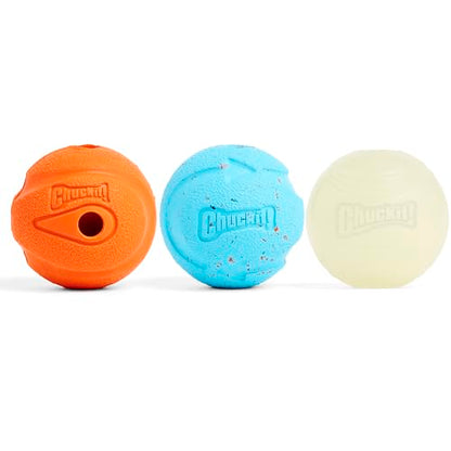 Chuckit Gen 1 Fetch Pack Dog Balls - Interactive Dog Toys, High-Bounce Fetch Ball, Floating Ultra and Rugged Balls, Durable - Size Medium, 2.5-inch Diameter, Set of 3 - size: Medium (2.5"), style: Fetch Pack 1