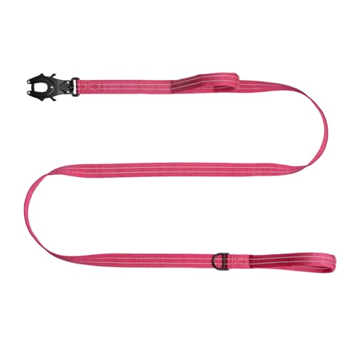 ICEFANG Relfective Dog Leash for Medium Large Dogs,K9 Training Walking Lead with Double Handle,Heavy Duty Auto-Lock Metal Clasp (6ft, Pink) - color: Pink, size: 6 ft (No bungee)