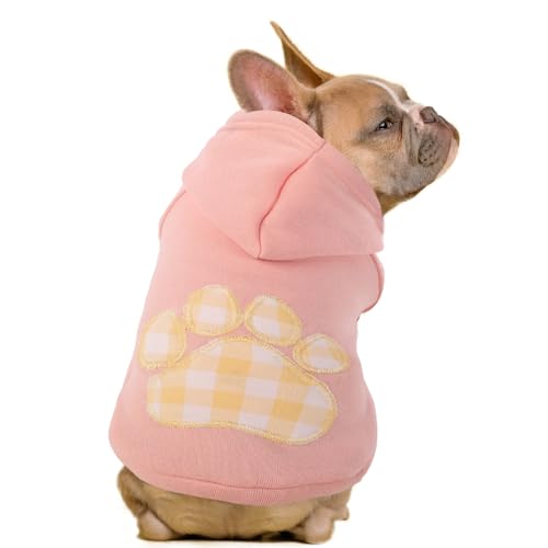 Dog Hoodie,Flannel Pet Hooded Sweater with Hat Puppy Pullover Sweater Shirt,Dog (Pink,S) - color: Pink, size: Small