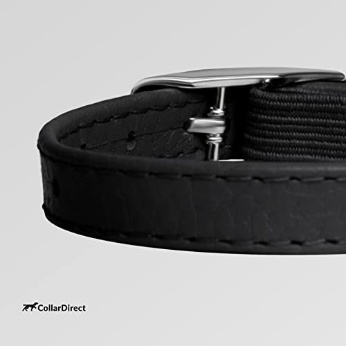 CollarDirect Leather Cat Collar with Removable Bell – Safety Elastic Strap (Breakaway Alternative) – Kitten Collar for Small & Big Boy & Girl Cats - color: Black, size: Neck Fit 8"-11"