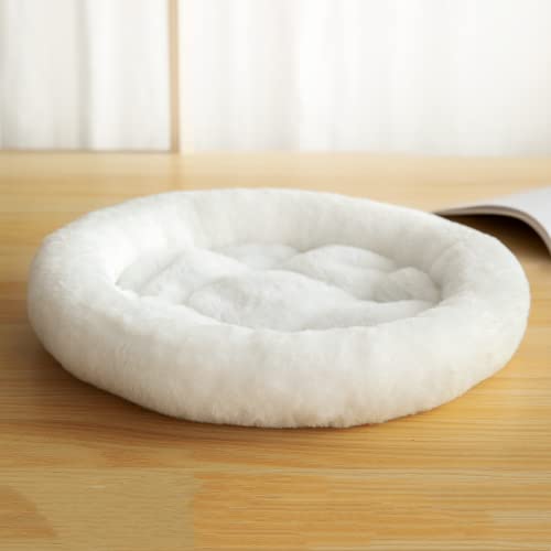 SHENGOCASE 14" Fluffy Faux Fur Cat Tree Tower Replacement Bed Cushion Pillow with Hook Tapes, Round Donut Cuddler Cat Dog Bed for Desk Table - color: White, size: 14"