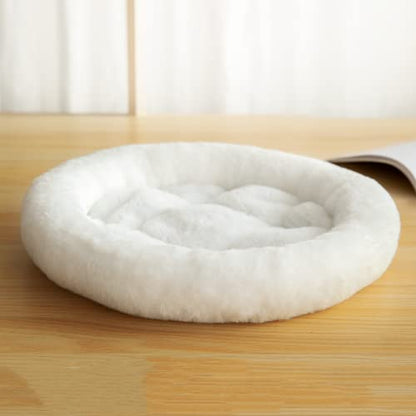 SHENGOCASE 14" Fluffy Faux Fur Cat Tree Tower Replacement Bed Cushion Pillow with Hook Tapes, Round Donut Cuddler Cat Dog Bed for Desk Table - color: White, size: 14"