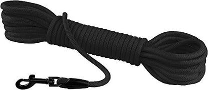 Rope Pro Training Dog Collar Braided No Pull Quick Release Round Lead Collars for Dogs Small Medium Large Puppy (30 FT Leash, Black) - color: Black