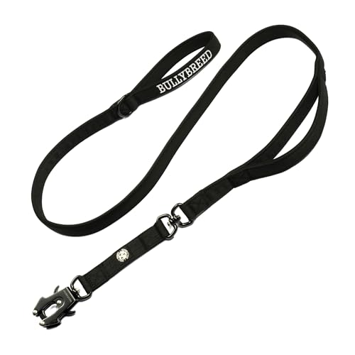 BULLYBREED | Heavy Duty Dog Leash, Tactical Dog Leash, Quick Release Frog Clip with Anti-Tangling Swivel System for Large Dogs that Pull with Soft Double Handles (5 FT Long, Black) - color: Black Double Handle