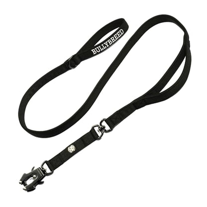BULLYBREED | Heavy Duty Dog Leash, Tactical Dog Leash, Quick Release Frog Clip with Anti-Tangling Swivel System for Large Dogs that Pull with Soft Double Handles (5 FT Long, Black) - color: Black Double Handle