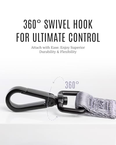 Fei & Eve Classic Dog Leash - 4FT, Dual Padded Handles, 360° Swivel Hook, Heavy Duty 210D Nylon - No-Pull Design with Traffic Control Handle - for Small/Medium/Large Dogs, Gray - color: Twilight Gray, size: 4FT