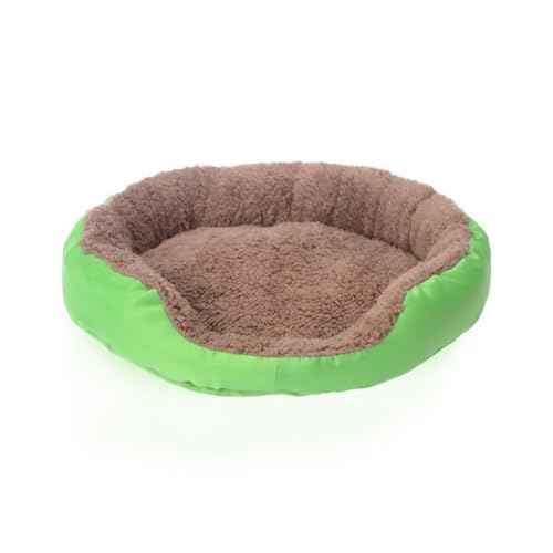 Round Cat Bed - Soft Plush Faux Fur Pet Mat, Washable & Durable, Anti-Slip Waterproof Bottom, Perfect for Small Dogs, Cats, Kittens & Puppies - color: Green