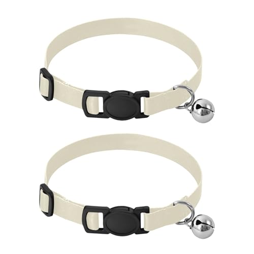 Cornsilk Adjustable Pet Collar, 2 Pack Kitten Bell Collar - color: Cornsilk