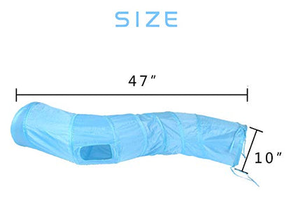 iCAGY Cat Tunnel for Indoor Cats Interactive, Rabbit Tunnel Toys, Pet Toys Play Tunnels for Cats Kittens Rabbits Puppies Crinkle Pop Up Blue 47" Shape S - color: Blue