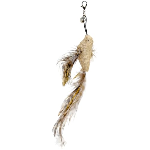 Whiskertons Interactive Bird Simulation Cat Toy Set, Interactive Cat Toys for Indoor Cats, Cat Feather Toy, Self-Holding Suction Base, 5 Replacement Birds, Feathers & Bells (5 Replacement Birds)