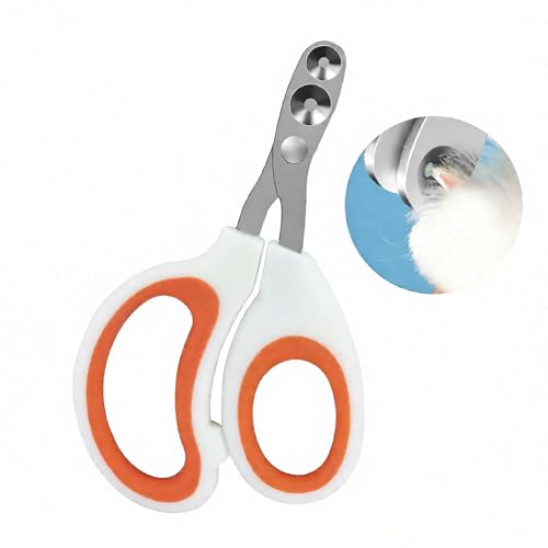Cat Nail Clippers, Pet Nail Clippers, Cat Claw Trimmers, 2mm & 3mm Circular Cutting Holes for Small Animals Such as Birds, Bearded Dragon, Hamsters, Rabbits, Hedgehogs, Guinea Pigs (Orange) - color: Orange, size: Double Hole