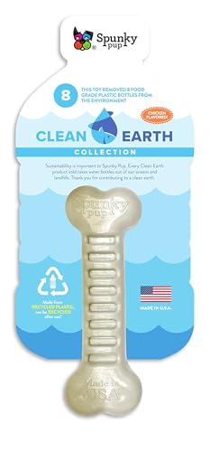 Spunky Pup Clean Earth Recycled Bone| Made in USA | Made from 100% Recycled Water Bottles, Gray - style: Bone
