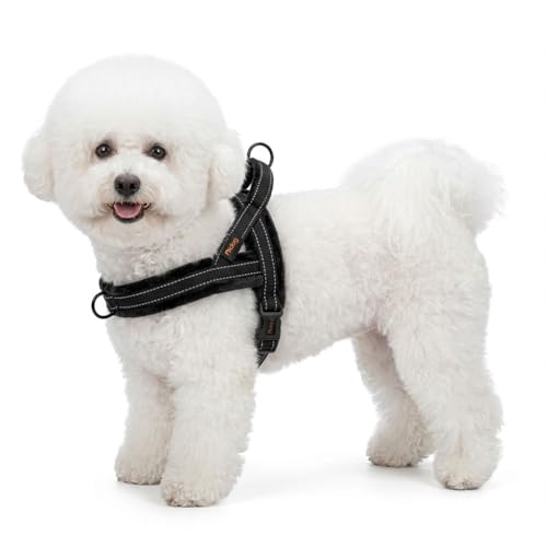 Didog Soft Flannel Padded Dog Vest Harness, No Pull/Quick Fit Reflective Dog Strap Harness, Easy for Training Walking (XS:Chest 15-18", Black) - color: Black, size: XS:chest 15-18"