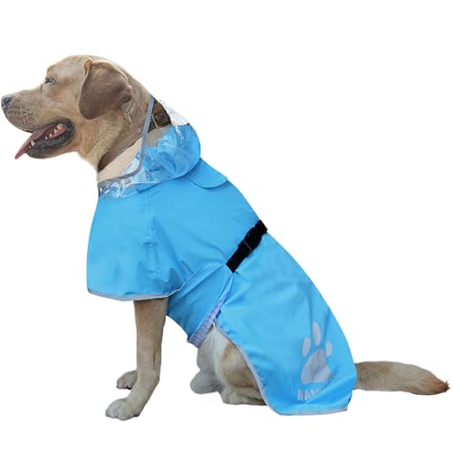 Dog Raincoat Waterproof Rain Coats for Small Medium Large Dogs,Reflective Hooded Pet Poncho Jacket with Harness Hole,Adjustable Breathable Outdoor Adventure Clothes (Blue, Small(9-13lb)) - color: Blue, size: Small(9-13lb)
