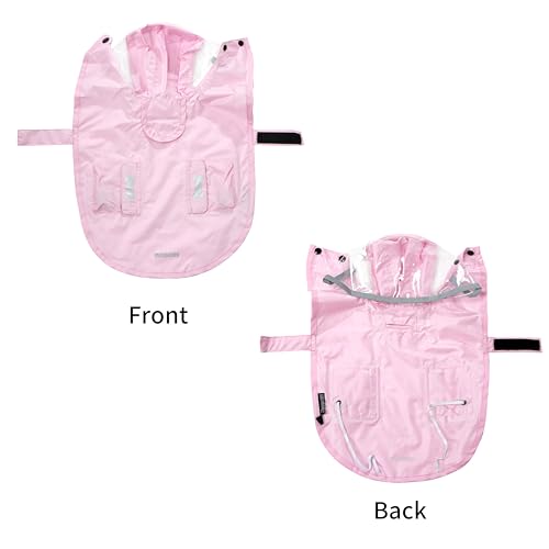 Waterproof Dog Raincoat, Adjustable Reflective Lightweight Pet Rain Clothes with Poncho Hood (Light Pink, X-Small) - color: Light Pink, size: X-Small(4-9lb)