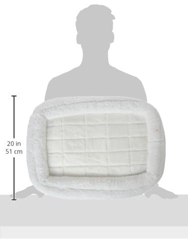 MidWest Homes for Pets Small QuietTime Double Bolster Pet Bed, White Plush 24-Inch Crate Mat with Stacked Bolsters, Machine Washable, Secure Fit with Elastic Straps - color: White Plush, size: 24-Inch