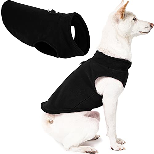 Gooby Fleece Vest Dog Sweater - Black, X-Small - Warm Pullover Fleece Dog Jacket with O-Ring Leash for Small to Medium Dogs - color: Black, size: X-Small (Around 4-lb)