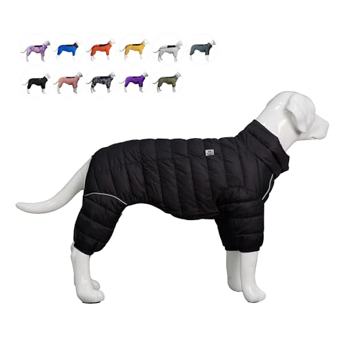 Warm Dog Coat, 4 Legs Covered Waterproof Windproof Reflective Vest, Zippered Adjustable Outdoor Snow Jacket for Small Medium Large Dogs, Black S - color: Black, size: S (11inch Back)