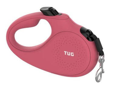 TUG Monochrome 360° Tangle-Free Retractable Dog Leash | 16 ft Strong Nylon Tape (Medium, Pink) - color: Pink, size: Medium, 16 ft