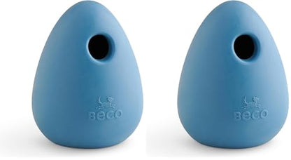 Beco Natural Rubber Bouncy, Chewy & Fillable Boredom Buster Dog Toy, Rolls & Wobbles Stuff with Multiple Fillable Holes, Blue (Pack of 2) - size: Pebble (Pack of 2)