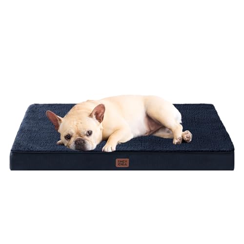 EHEYCIGA Orthopedic Medium Dog Beds for Small Dogs with Removable Washable Cover for Crate, Navy, 30x20 - color: Navy, size: 30*20*3.5 Inches