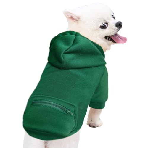 Jecikelon Pet Dog Cold Weather Coat with Pocket Winter Dog Hoodie Warm Puppy Clothes for Small Dogs Chihuahua Clothing (Green, Small) - color: Green, size: Small
