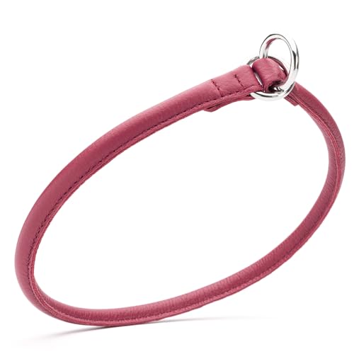 Dogline Soft and Padded Round Leather Choke Collar for Dogs (Pink, W3/8-in x L22-in) - color: Pink, size: W3/8-in x L22-in
