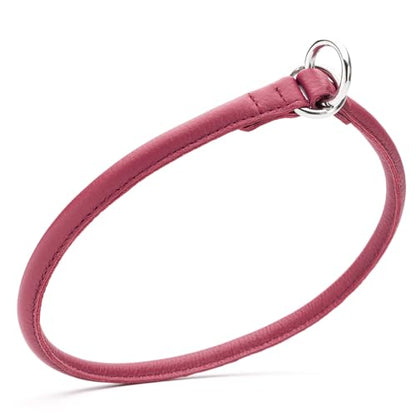 Dogline Soft and Padded Round Leather Choke Collar for Dogs (Pink, W3/8-in x L20-in) - color: Pink, size: W3/8-in x L20-in