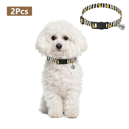 Bananas Black White Stripes Kitten Collars 2 Pack Collar for Puppy Adjustable Length 10.6" to 17.1" - color: Bananas Black White Stripes